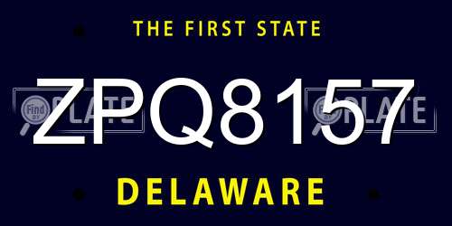 ZPQ8157 Delaware License Plate