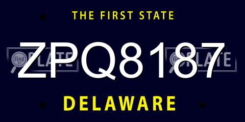 ZPQ8187 Delaware License Plate