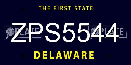 ZPS5544 Delaware License Plate