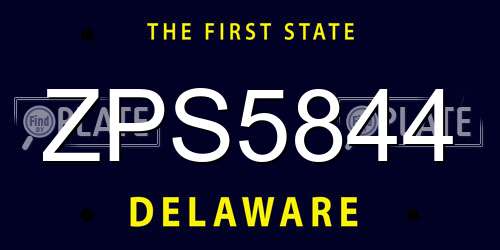 ZPS5844 Delaware License Plate