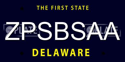 ZPSBSAA Delaware License Plate