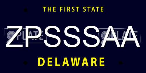 ZPSSSAA Delaware License Plate