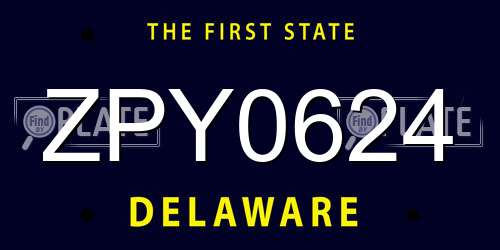 ZPY0624 Delaware License Plate