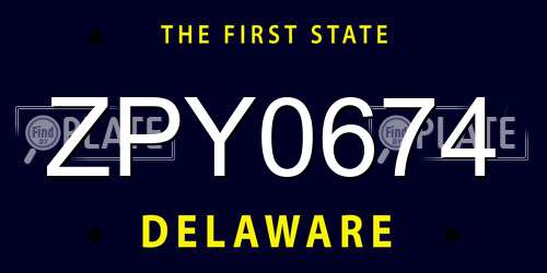 ZPY0674 Delaware License Plate