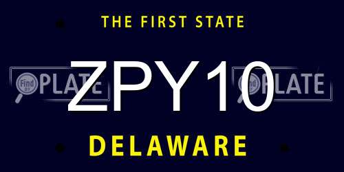 ZPY10 Delaware License Plate