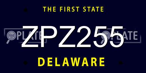ZPZ255 Delaware License Plate