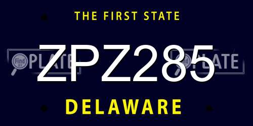 ZPZ285 Delaware License Plate