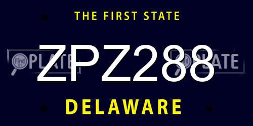 ZPZ288 Delaware License Plate