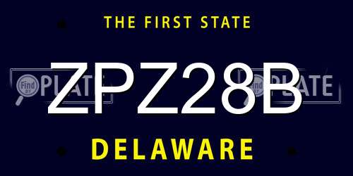 ZPZ28B Delaware License Plate