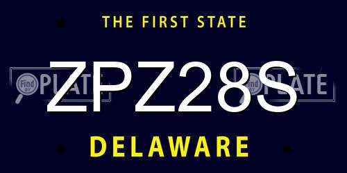 ZPZ28S Delaware License Plate