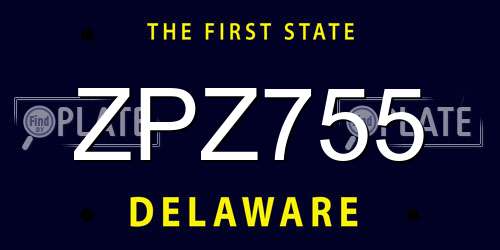 ZPZ755 Delaware License Plate