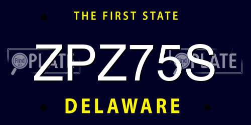 ZPZ75S Delaware License Plate