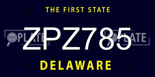 ZPZ785 Delaware License Plate