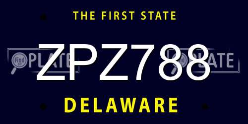ZPZ788 Delaware License Plate