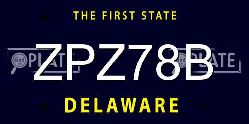 ZPZ78B Delaware License Plate
