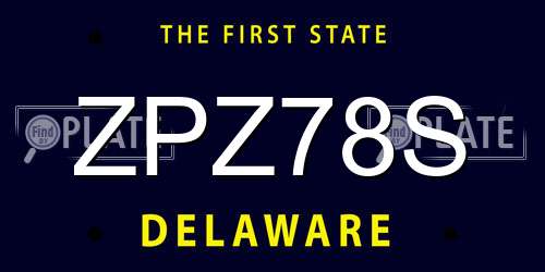 ZPZ78S Delaware License Plate
