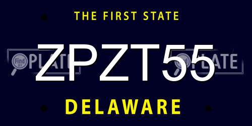 ZPZT55 Delaware License Plate