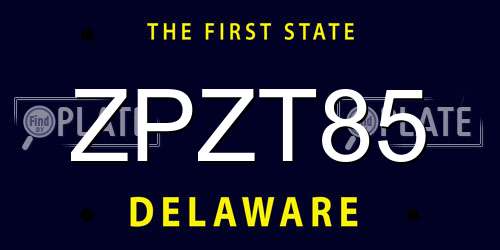 ZPZT85 Delaware License Plate