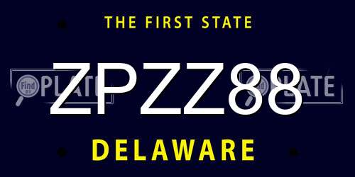 ZPZZ88 Delaware License Plate