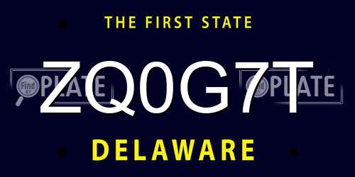 ZQ0G7T Delaware License Plate