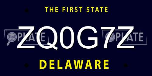 ZQ0G7Z Delaware License Plate