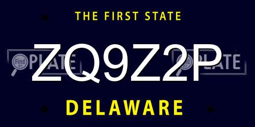 ZQ9Z2P Delaware License Plate
