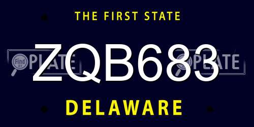 ZQB683 Delaware License Plate