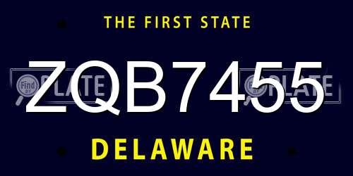 ZQB7455 Delaware License Plate