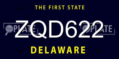ZQD622 Delaware License Plate