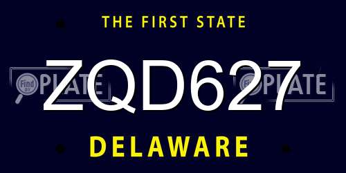 ZQD627 Delaware License Plate