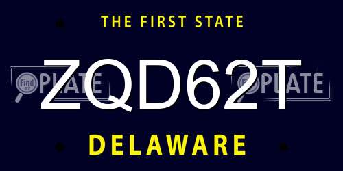 ZQD62T Delaware License Plate