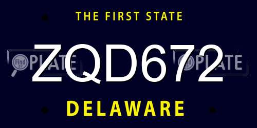 ZQD672 Delaware License Plate