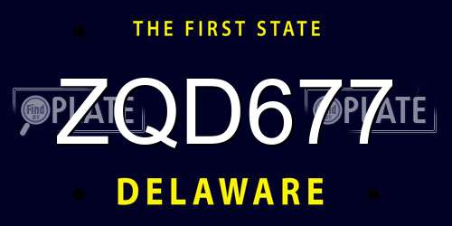 ZQD677 Delaware License Plate