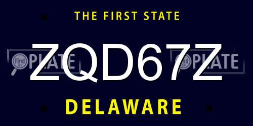 ZQD67Z Delaware License Plate