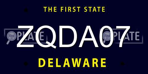 ZQDA07 Delaware License Plate