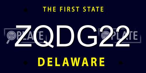 ZQDG22 Delaware License Plate