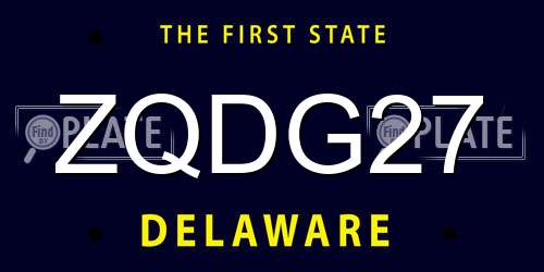 ZQDG27 Delaware License Plate