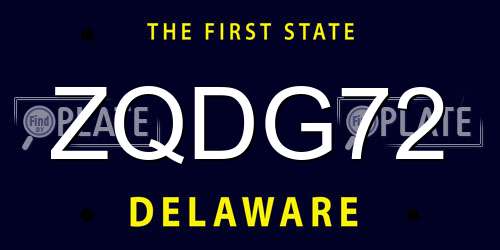 ZQDG72 Delaware License Plate
