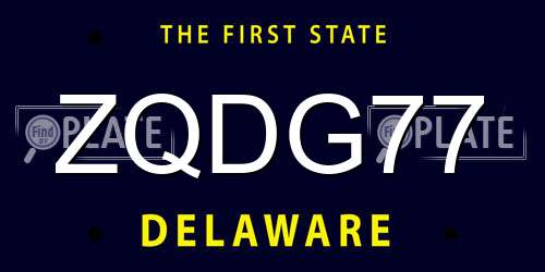 ZQDG77 Delaware License Plate