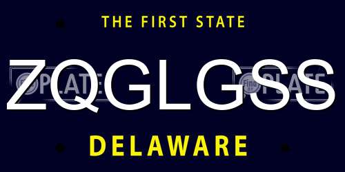 ZQGLGSS Delaware License Plate