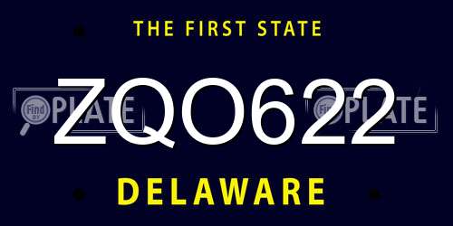 ZQO622 Delaware License Plate