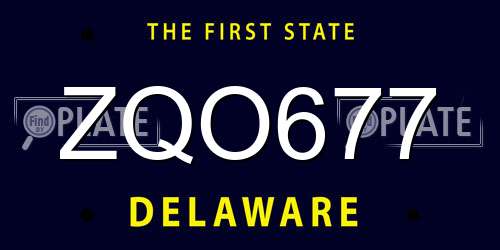ZQO677 Delaware License Plate