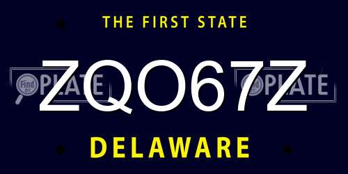 ZQO67Z Delaware License Plate