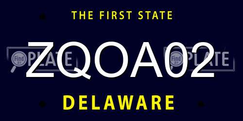 ZQOA02 Delaware License Plate