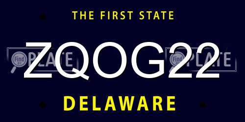 ZQOG22 Delaware License Plate