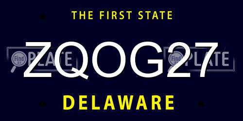 ZQOG27 Delaware License Plate