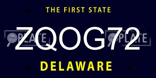 ZQOG72 Delaware License Plate