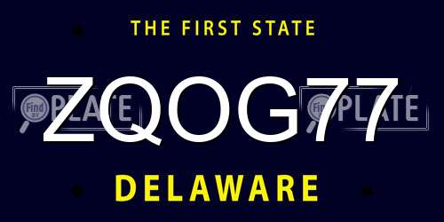 ZQOG77 Delaware License Plate