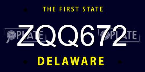 ZQQ672 Delaware License Plate