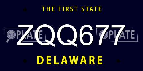 ZQQ677 Delaware License Plate